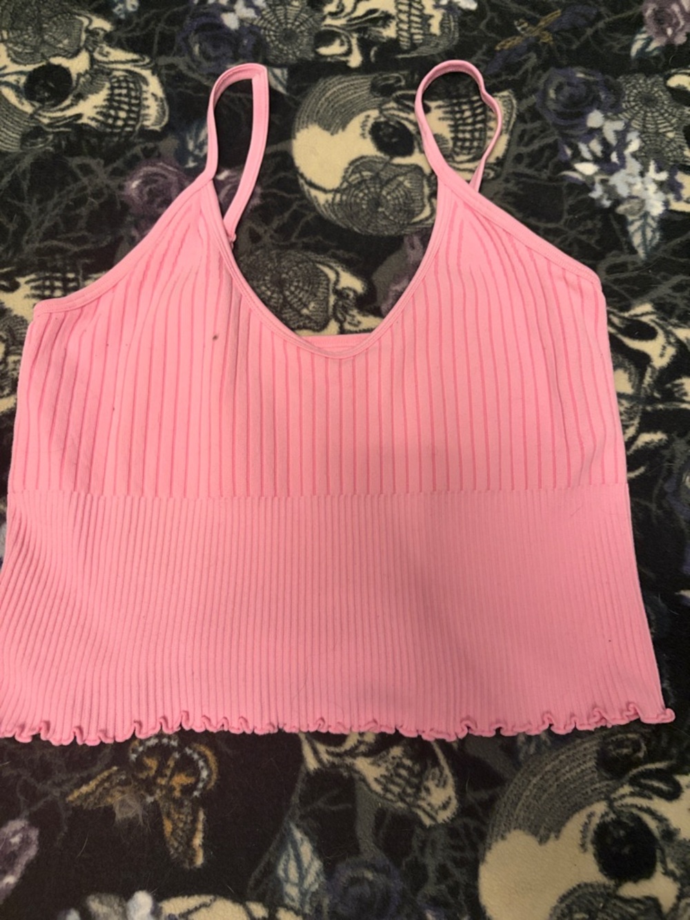 No Boundaries Pink Ribbed V-Neck Cami Tank